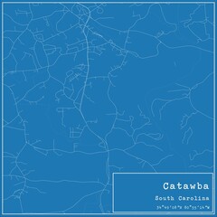 Blueprint US city map of Catawba, South Carolina.