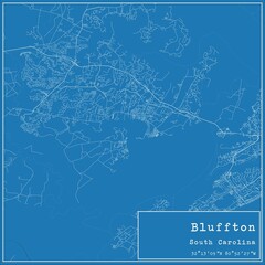 Fototapeta premium Blueprint US city map of Bluffton, South Carolina.