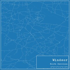Blueprint US city map of Windsor, South Carolina.