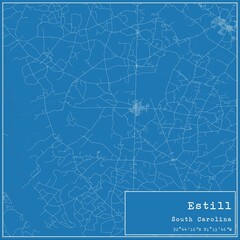 Blueprint US city map of Estill, South Carolina.