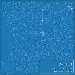 Blueprint US city map of Estill, South Carolina.