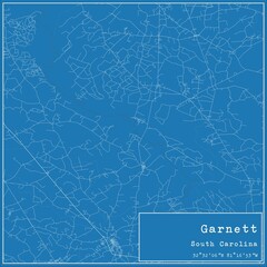 Blueprint US city map of Garnett, South Carolina.