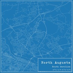Fototapeta premium Blueprint US city map of North Augusta, South Carolina.