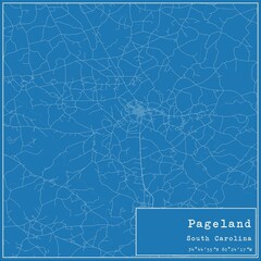 Blueprint US city map of Pageland, South Carolina.