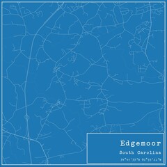 Blueprint US city map of Edgemoor, South Carolina.