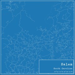 Blueprint US city map of Salem, South Carolina.