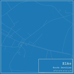 Blueprint US city map of Elko, South Carolina.