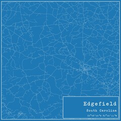 Blueprint US city map of Edgefield, South Carolina.