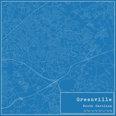 Blueprint US city map of Greenville, South Carolina.