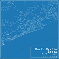 Blueprint US city map of North Myrtle Beach, South Carolina.