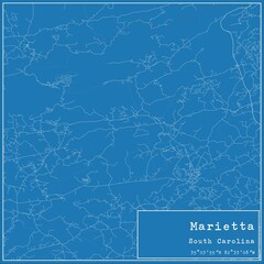 Blueprint US city map of Marietta, South Carolina.