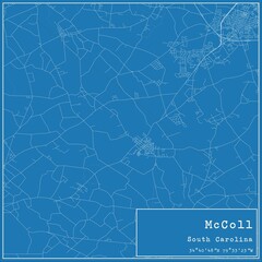 Blueprint US city map of McColl, South Carolina.