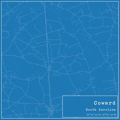 Blueprint US city map of Coward, South Carolina.