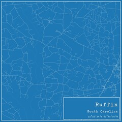 Blueprint US city map of Ruffin, South Carolina.