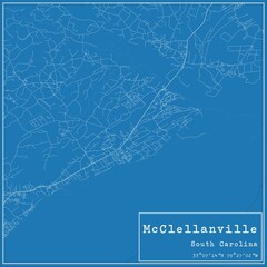 Blueprint US city map of McClellanville, South Carolina.