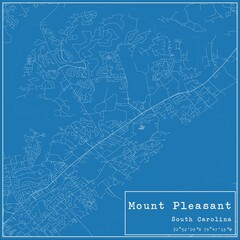 Blueprint US city map of Mount Pleasant, South Carolina.