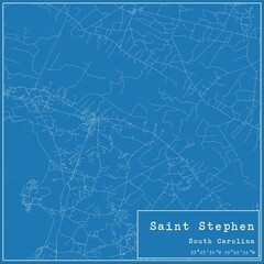 Blueprint US city map of Saint Stephen, South Carolina.