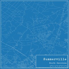 Blueprint US city map of Summerville, South Carolina.