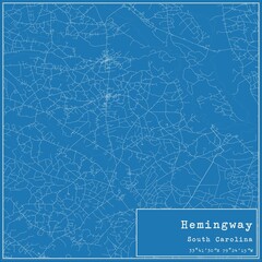 Blueprint US city map of Hemingway, South Carolina.