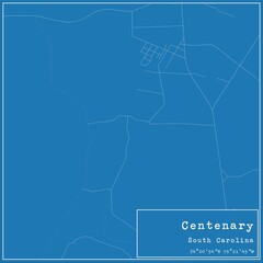Blueprint US city map of Centenary, South Carolina.
