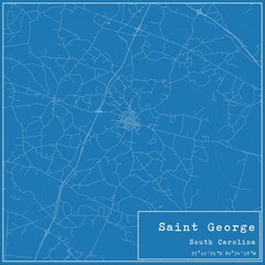 Blueprint US city map of Saint George, South Carolina.