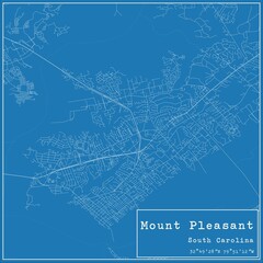 Blueprint US city map of Mount Pleasant, South Carolina.