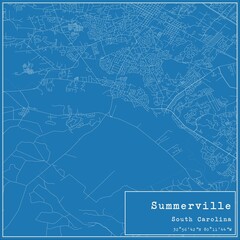 Blueprint US city map of Summerville, South Carolina.