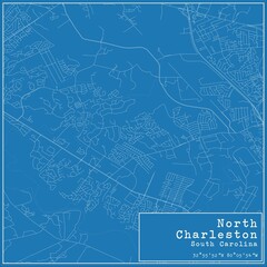 Blueprint US city map of North Charleston, South Carolina.