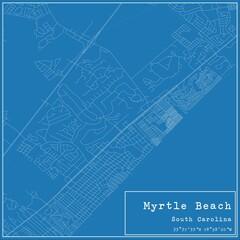 Blueprint US city map of Myrtle Beach, South Carolina.