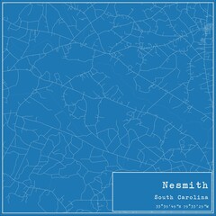 Blueprint US city map of Nesmith, South Carolina.