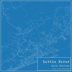 Blueprint US city map of Little River, South Carolina.