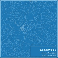 Blueprint US city map of Kingstree, South Carolina.