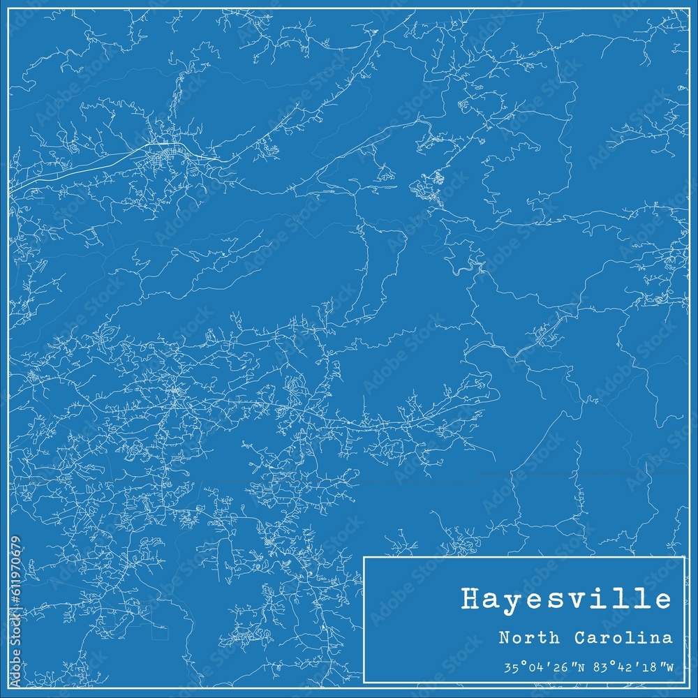 Poster blueprint us city map of hayesville, north carolina.