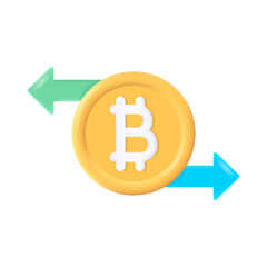 Vector Bitcoin Cryptocurrency transaction sign 3d vector icon high quality and fully scalable 