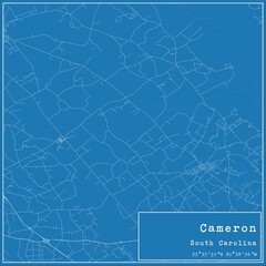 Blueprint US city map of Cameron, South Carolina.