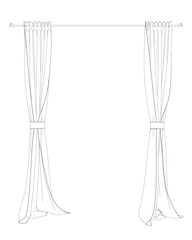 Curtain isolated contour. Curtains outline icon line element. Vector illustration of curtains icon line isolated on clean background for your design..