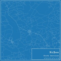Blueprint US city map of McBee, South Carolina.