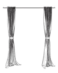 Curtain isolated contour. Curtains outline icon line element. Vector illustration of curtains icon line isolated on clean background for your design..