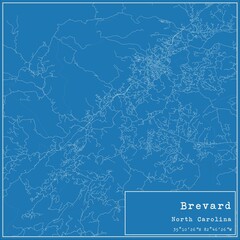 Blueprint US city map of Brevard, North Carolina.