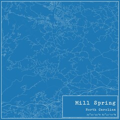 Blueprint US city map of Mill Spring, North Carolina.