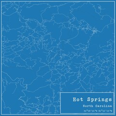 Blueprint US city map of Hot Springs, North Carolina.