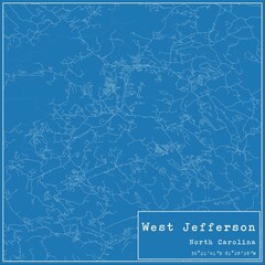 Blueprint US city map of West Jefferson, North Carolina.