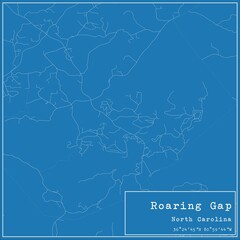 Blueprint US city map of Roaring Gap, North Carolina.