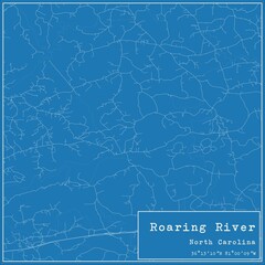 Blueprint US city map of Roaring River, North Carolina.