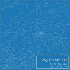 Blueprint US city map of Taylorsville, North Carolina.