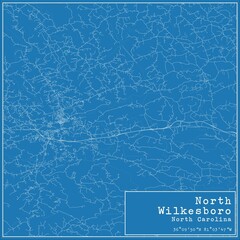 Blueprint US city map of North Wilkesboro, North Carolina. © Rezona