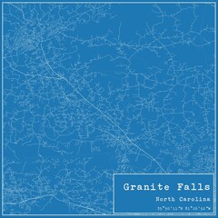 Blueprint US city map of Granite Falls, North Carolina.