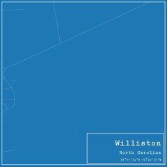 Blueprint US city map of Williston, North Carolina.