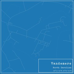 Blueprint US city map of Vandemere, North Carolina.