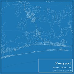 Blueprint US city map of Newport, North Carolina.